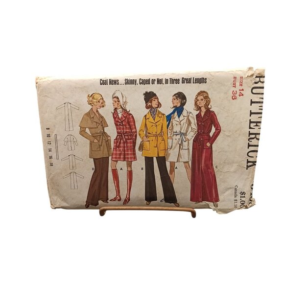 Butterick 5458 Misses Vintage Sewing Pattern Double-Breasted Coats Sizes 14 Bust - Picture 1 of 2